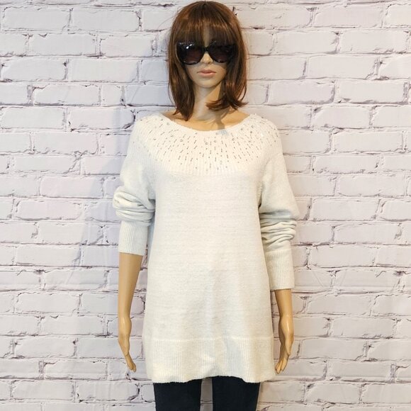 Apt. 9 - off-white sweater with silver beading detail - Winter/holiday sweater! - Picture 3 of 9